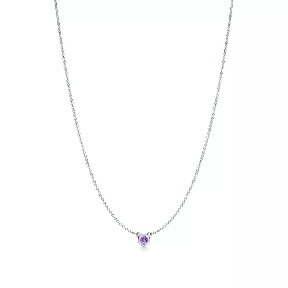 Tiffany & Co Elsa Peretti Amethyst Necklace & Stud Earrings Set  Unworn - Picture 3 of 8